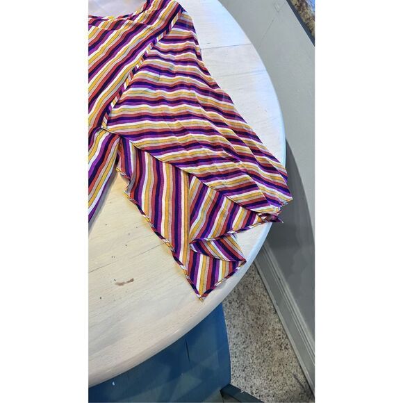 TRINA TURK LA PAZ V NECK TOP IN SAN JOAQUIN STRIPE BLOUSE WOMENS SZ XS - Picture 5 of 11